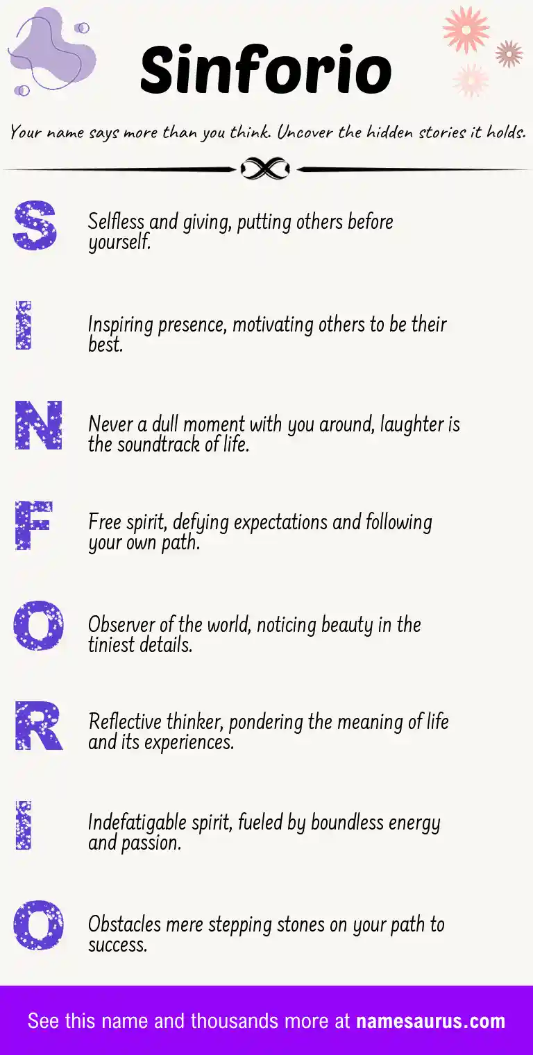 Acrostic poem about Sinforio.