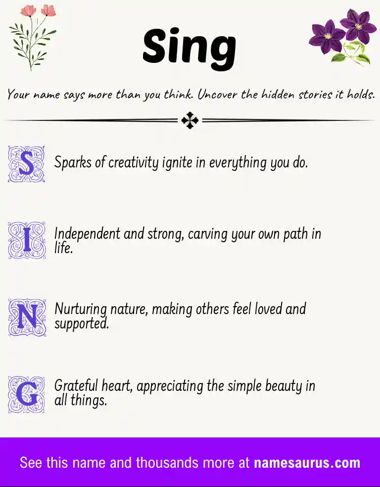 Acrostic poem about Sing.