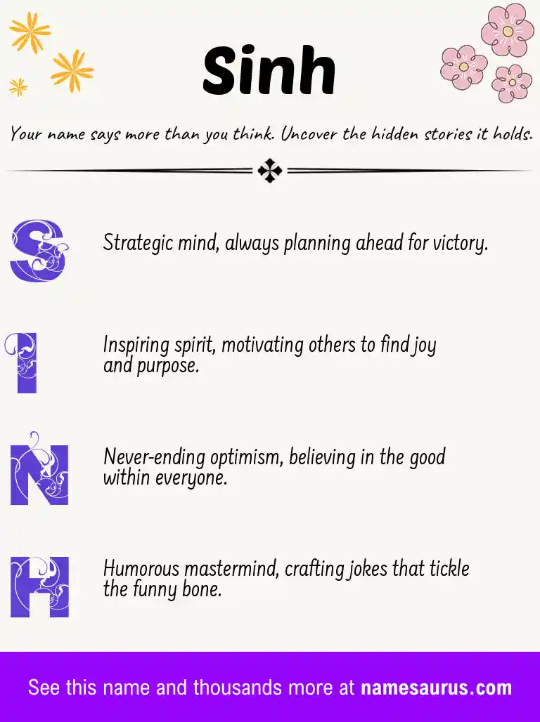 Acrostic poem about Sinh.