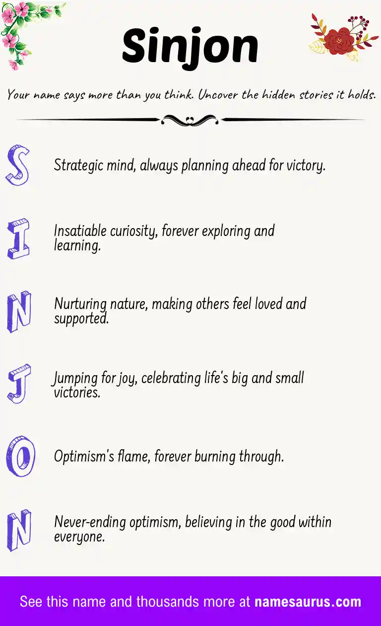 Acrostic poem about Sinjon.