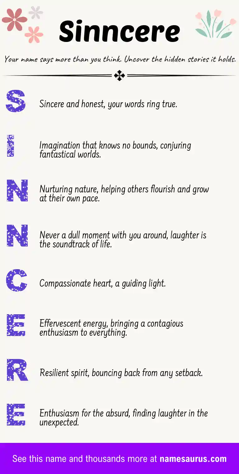 Acrostic poem about Sinncere.
