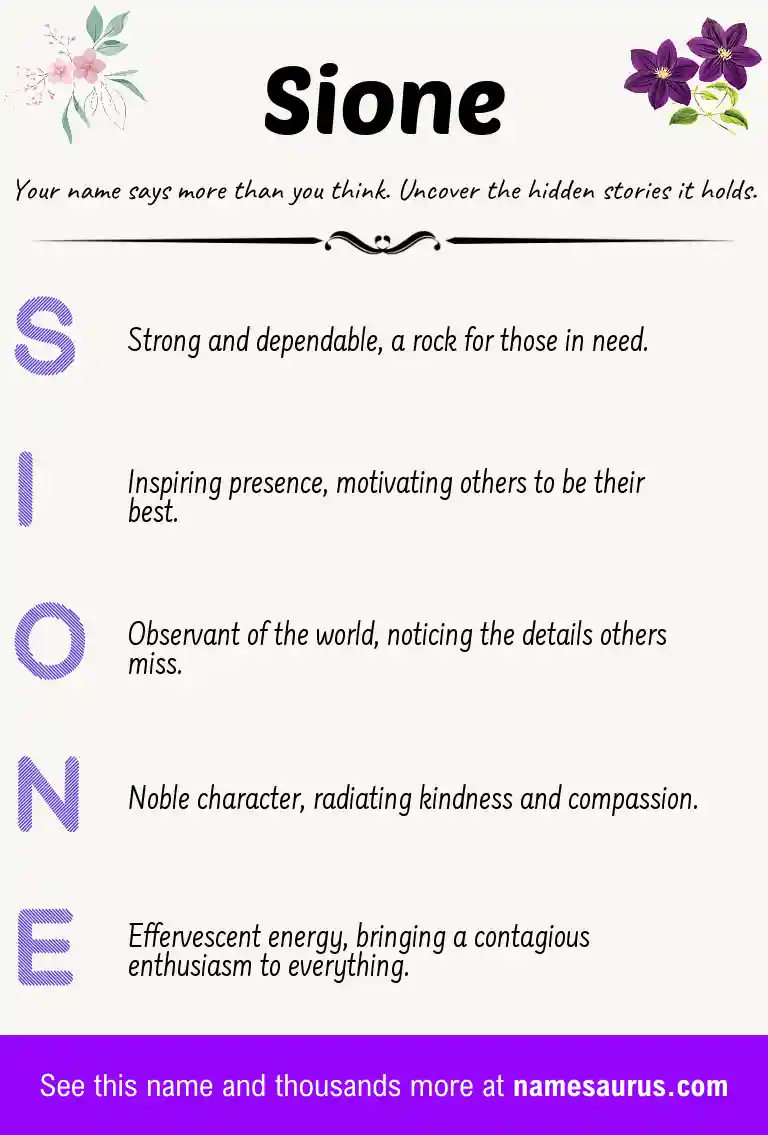 Acrostic poem about Sione.