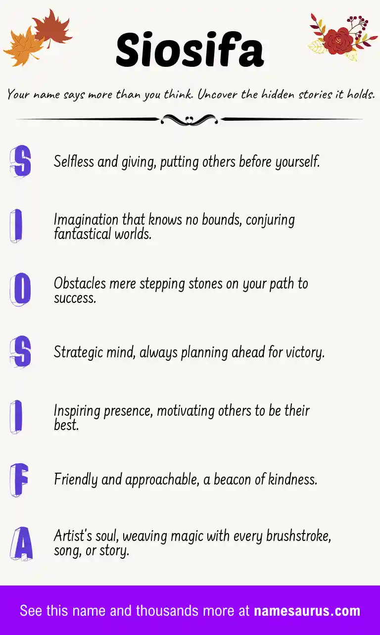 Acrostic poem about Siosifa.