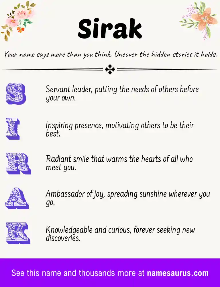 Acrostic poem about Sirak.