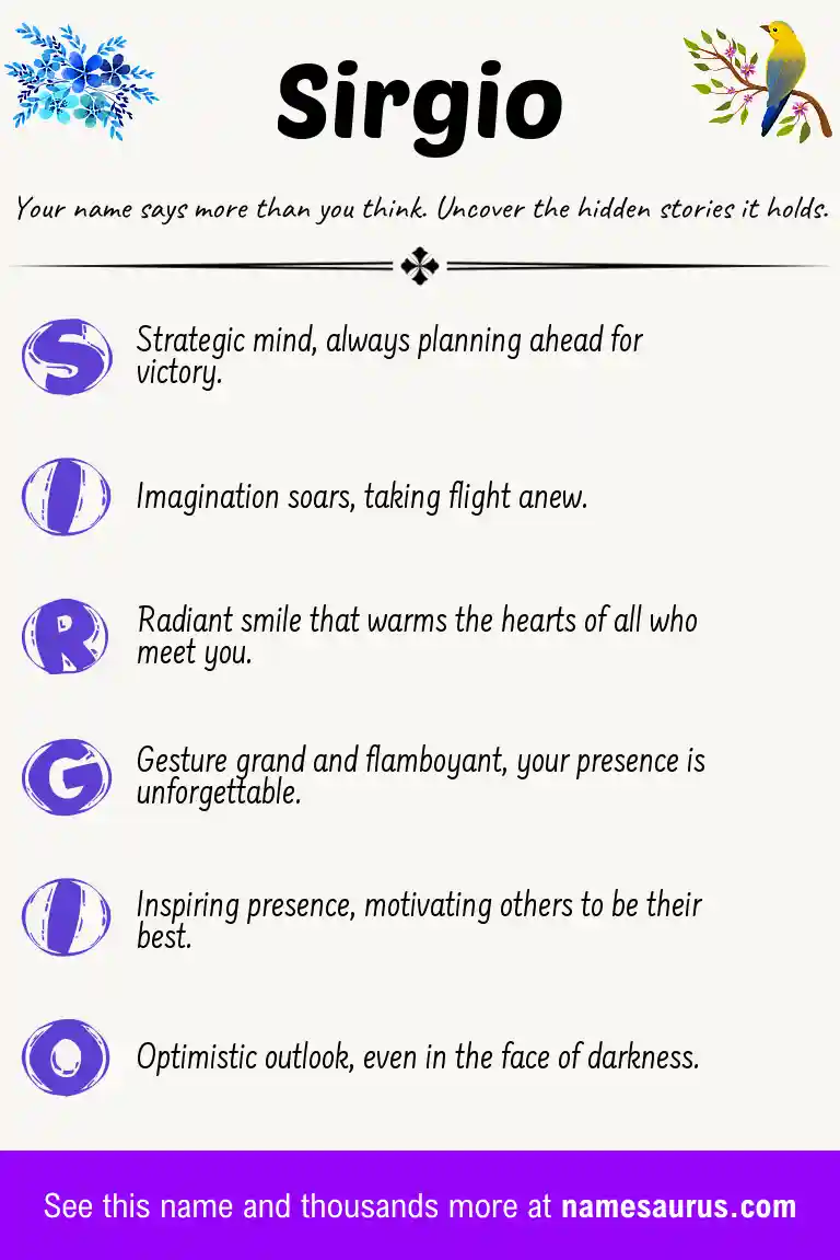 Acrostic poem about Sirgio.
