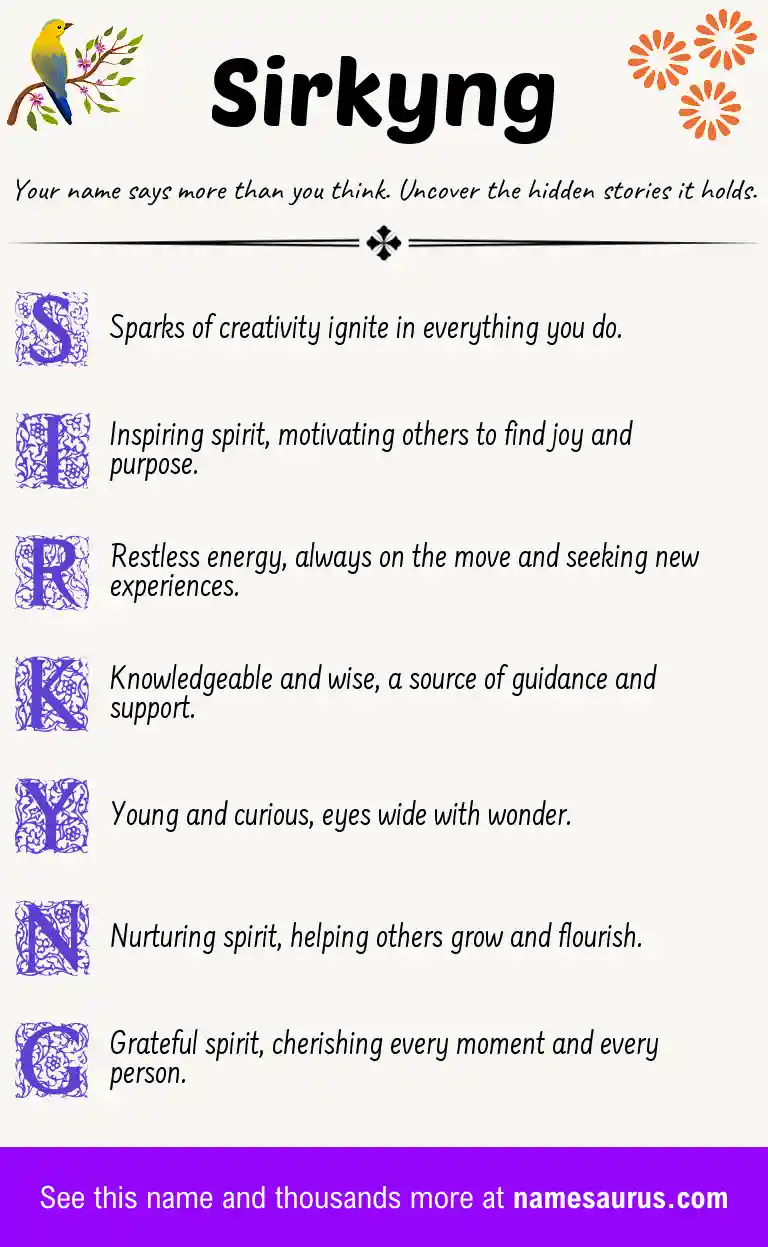 Acrostic poem about Sirkyng.