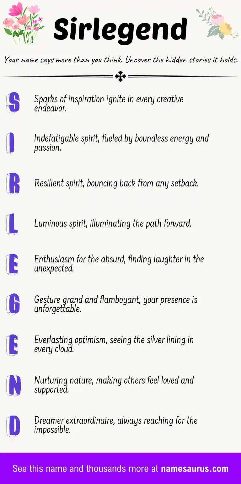 Acrostic poem about Sirlegend.