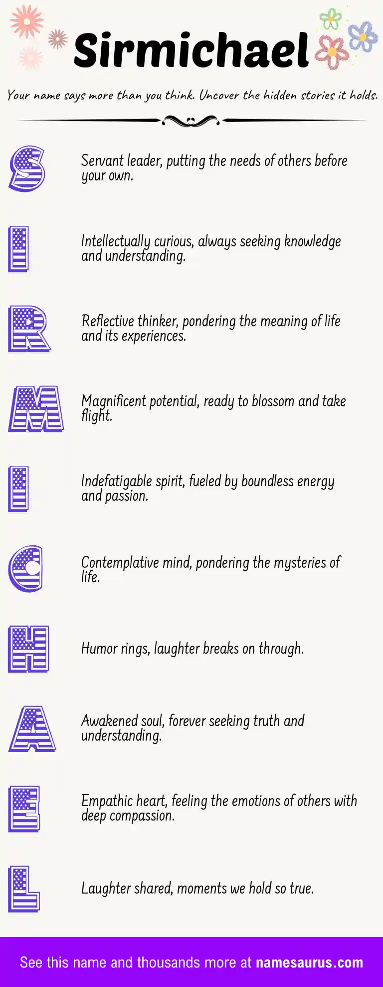 Acrostic poem about Sirmichael.