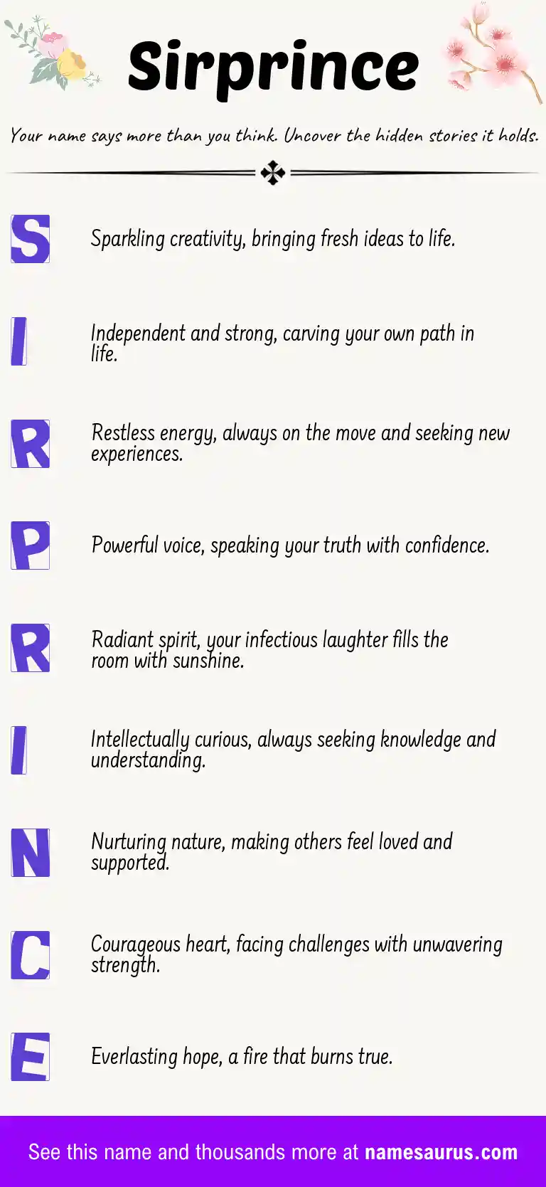 Acrostic poem about Sirprince.