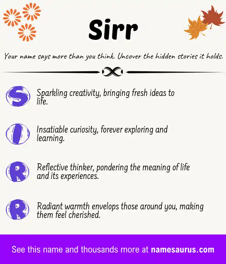 Acrostic poem about Sirr.