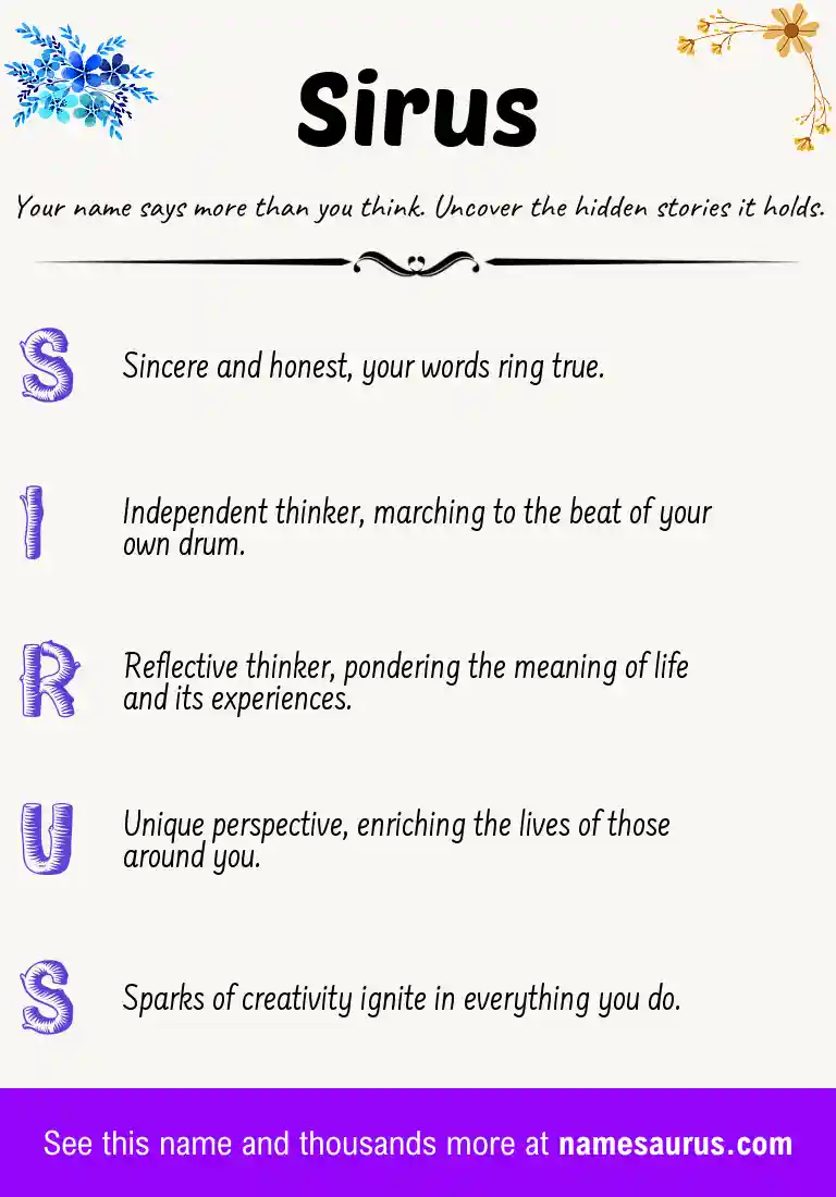 Acrostic poem about Sirus.
