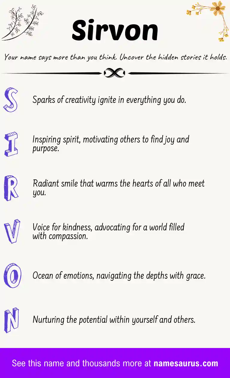 Acrostic poem about Sirvon.