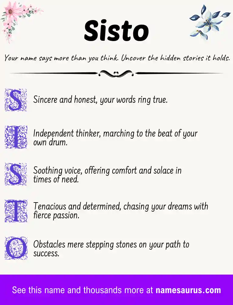 Acrostic poem about Sisto.