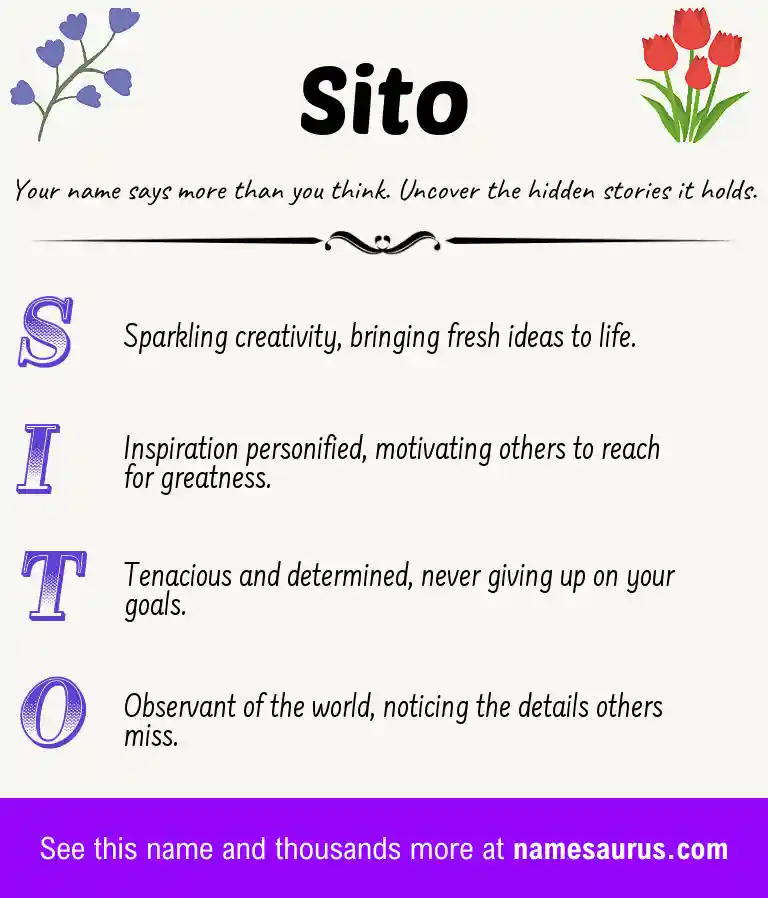 Acrostic poem about Sito.