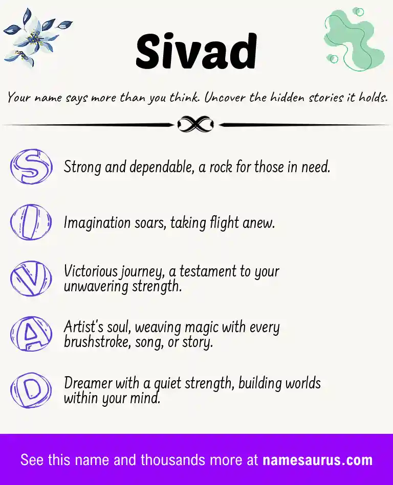 Acrostic poem about Sivad.