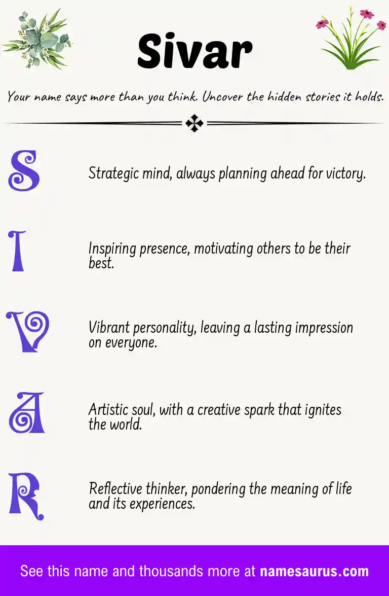 Acrostic poem about Sivar.