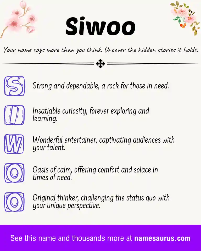 Acrostic poem about Siwoo.
