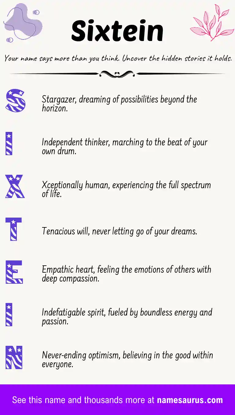 Acrostic poem about Sixtein.