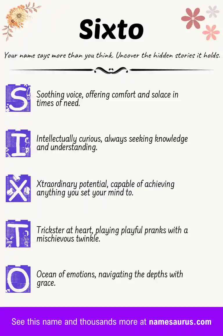 Acrostic poem about Sixto.
