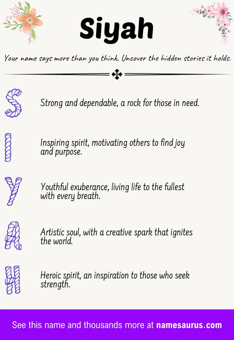 Acrostic poem about Siyah.
