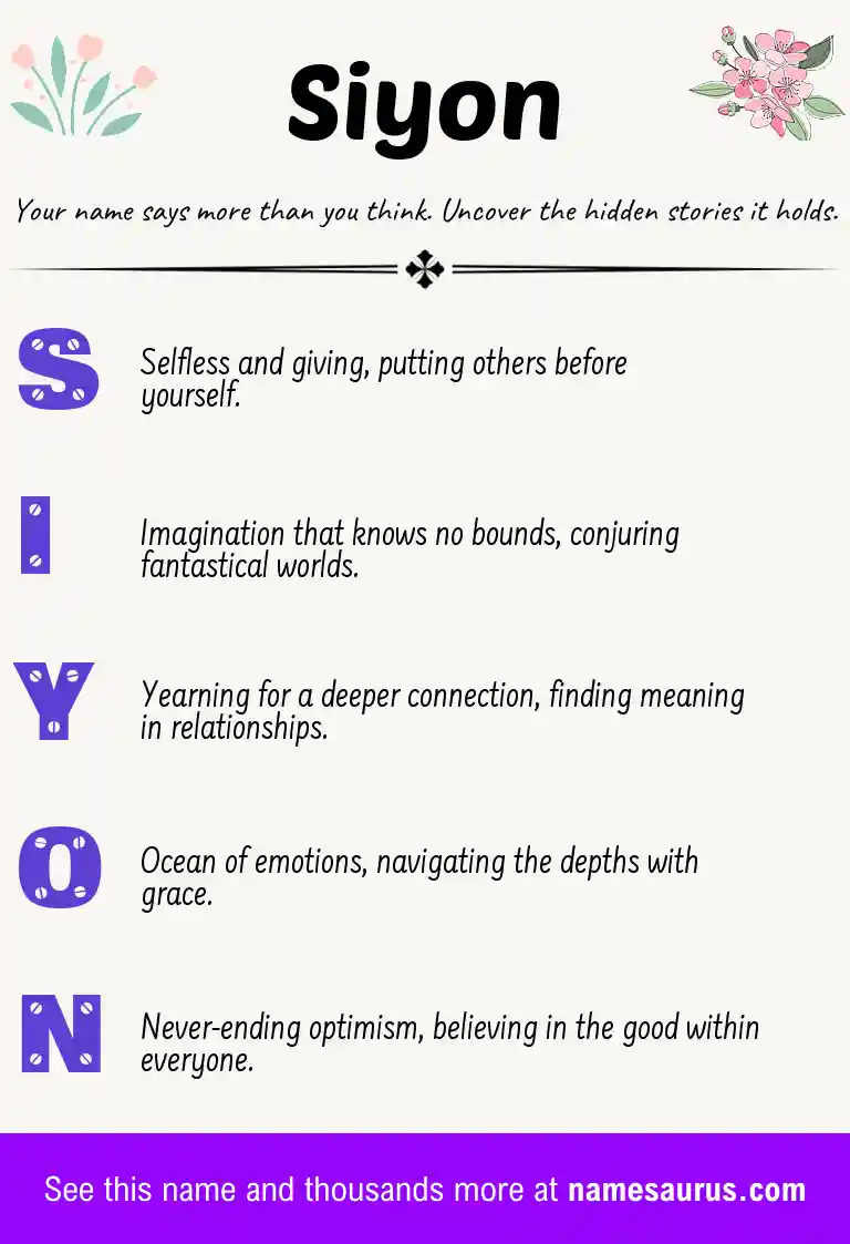Acrostic poem about Siyon.
