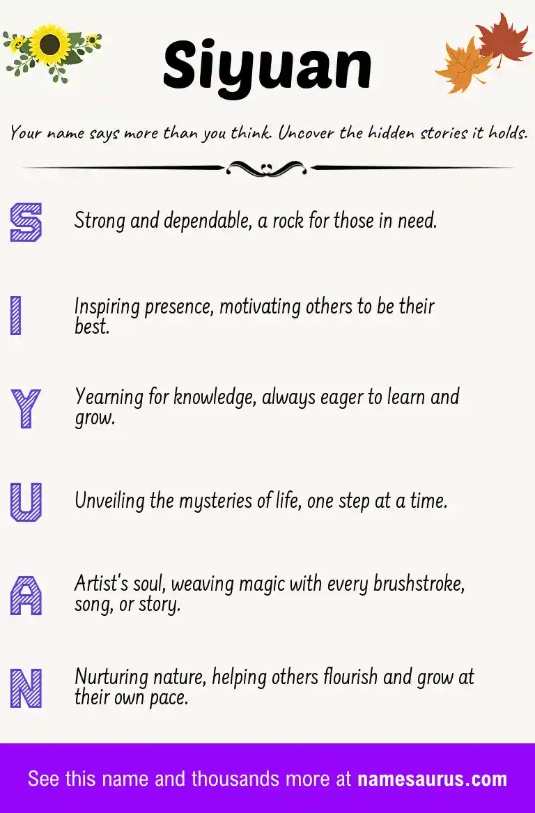 Acrostic poem about Siyuan.
