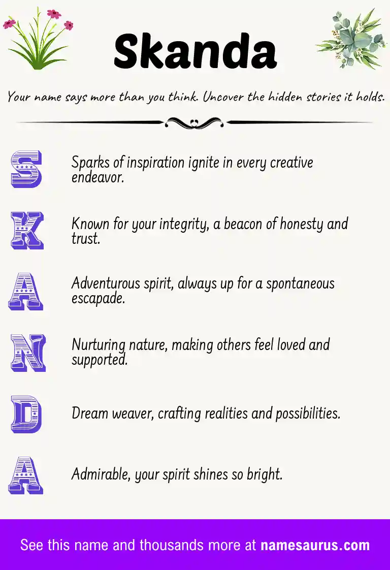 Acrostic poem about Skanda.