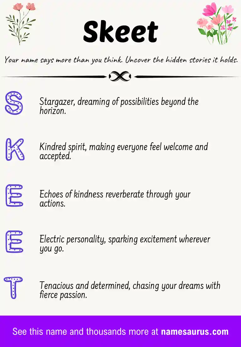 Acrostic poem about Skeet.