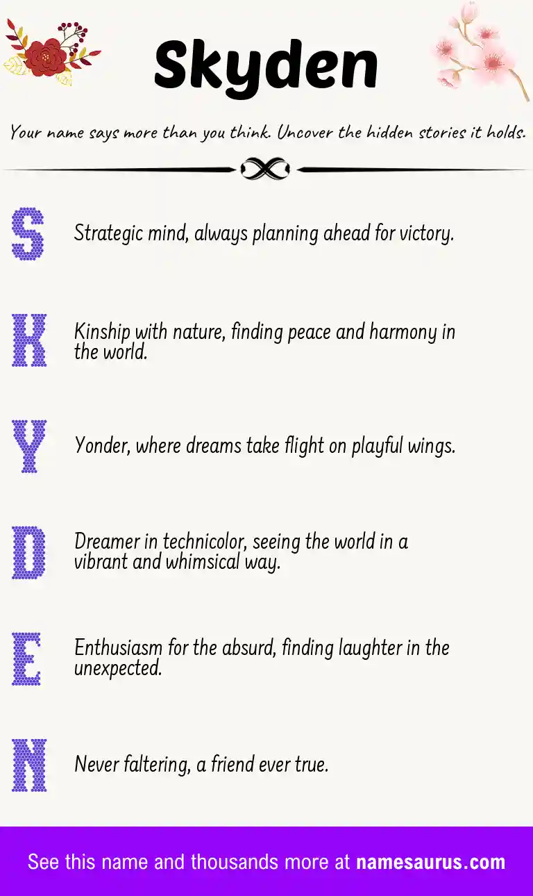Acrostic poem about Skyden.