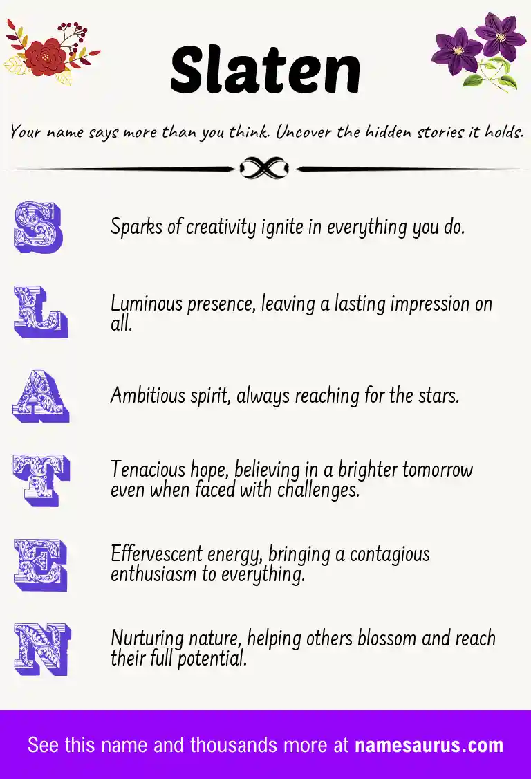 Acrostic poem about Slaten.