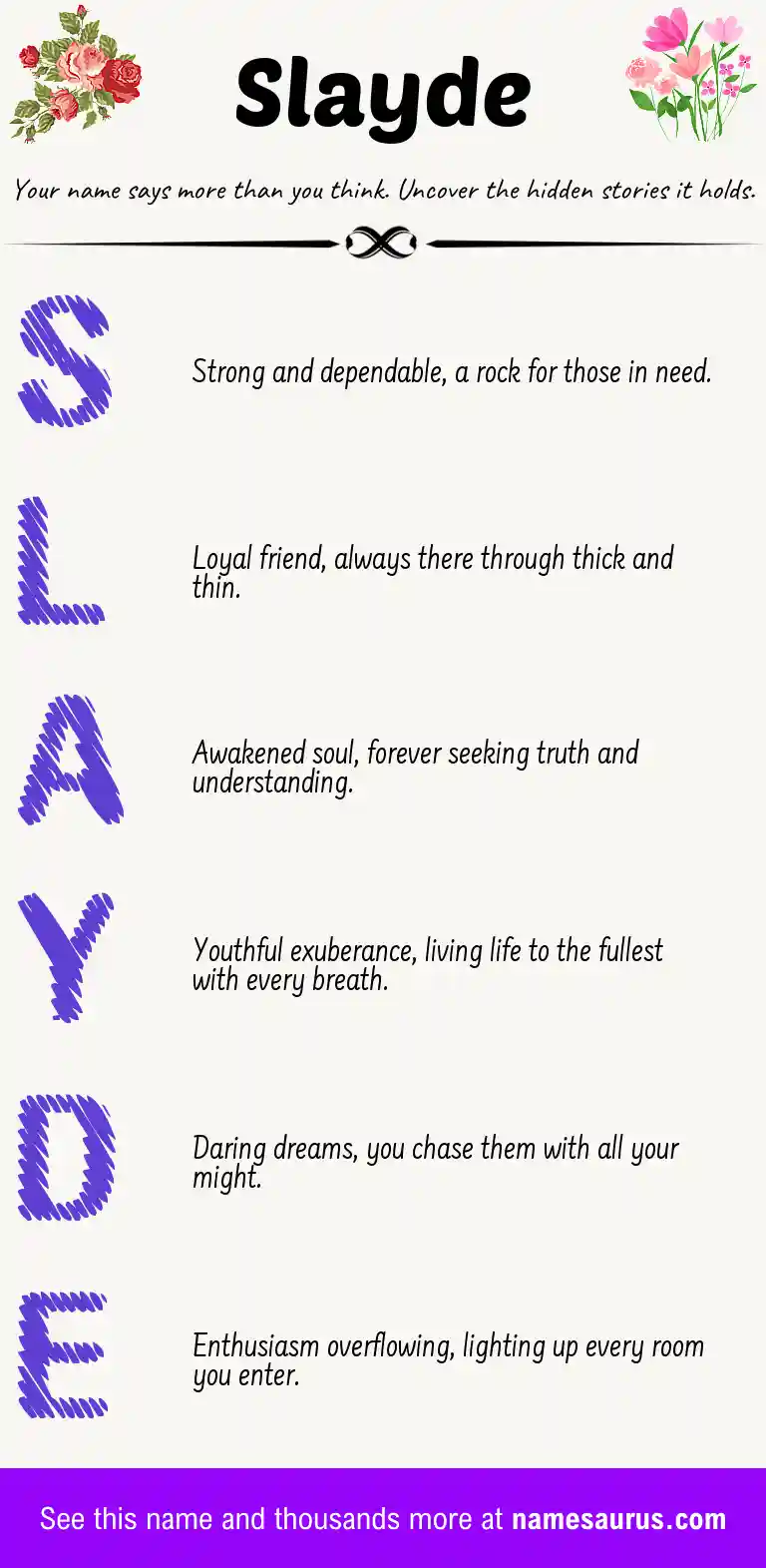 Acrostic poem about Slayde.