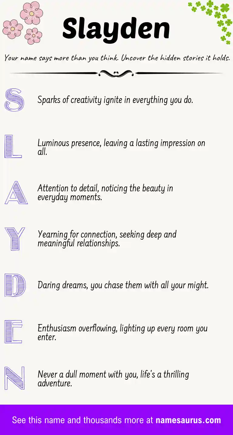 Acrostic poem about Slayden.