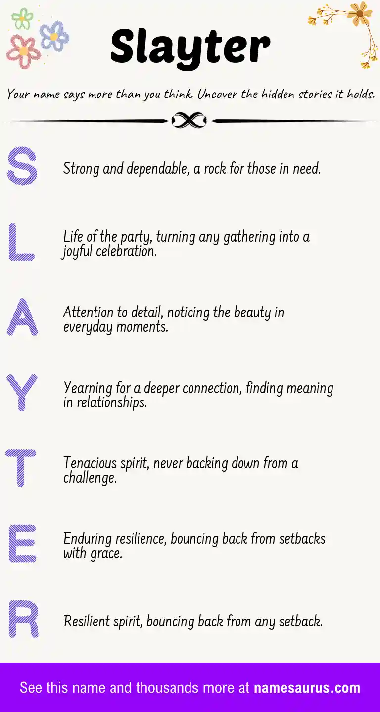 Acrostic poem about Slayter.