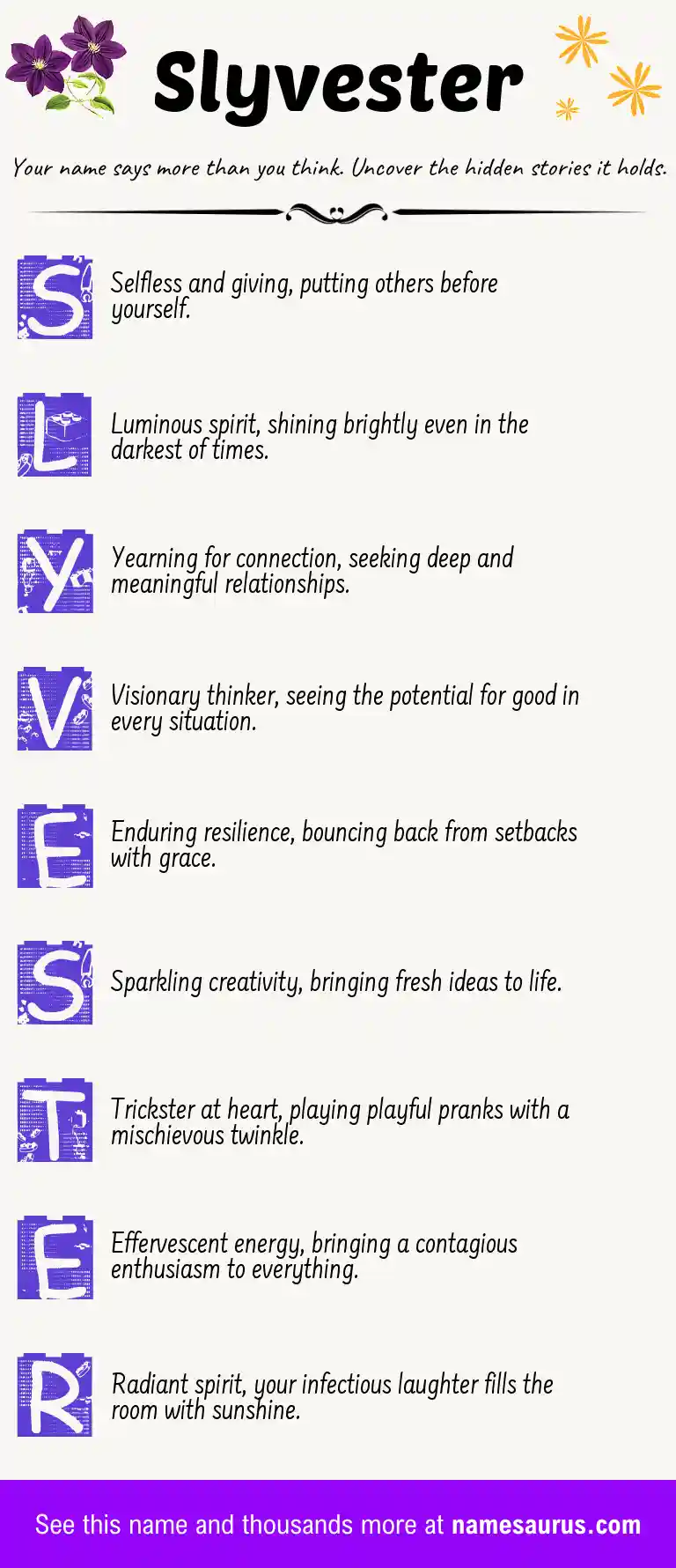 Acrostic poem about Slyvester.