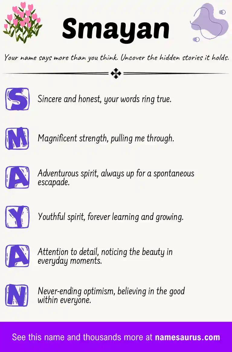 Acrostic poem about Smayan.