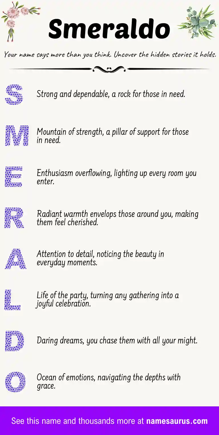 Acrostic poem about Smeraldo.