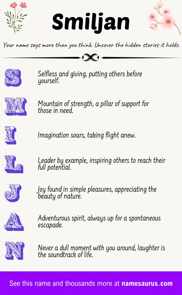 Acrostic poem about Smiljan.