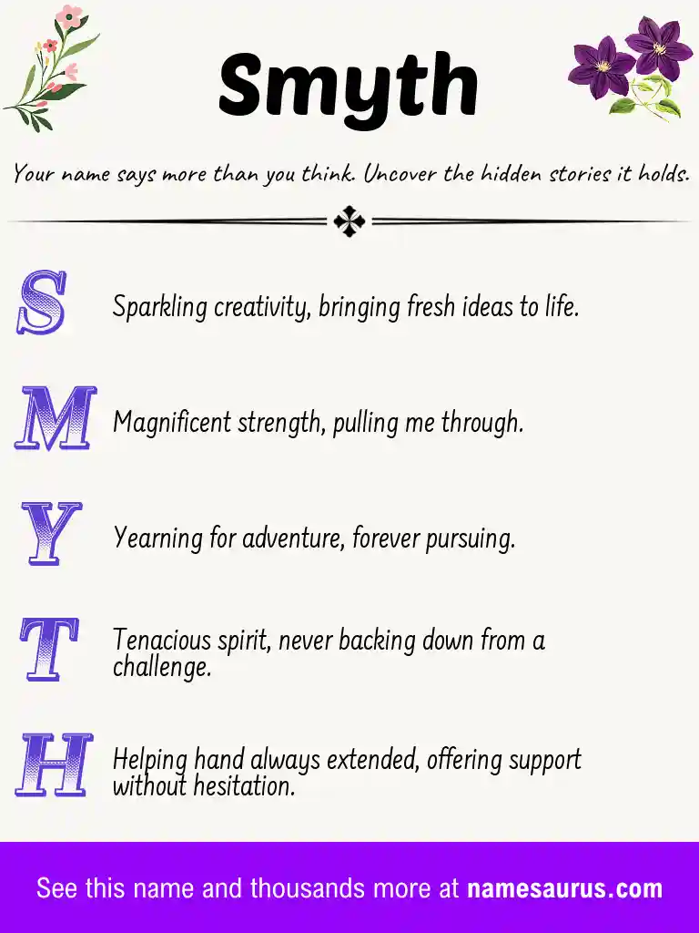 Acrostic poem about Smyth.