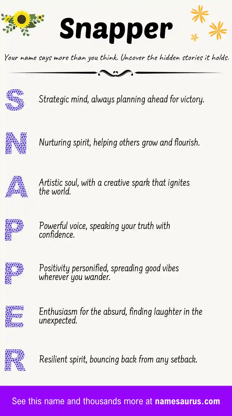 Acrostic poem about Snapper.