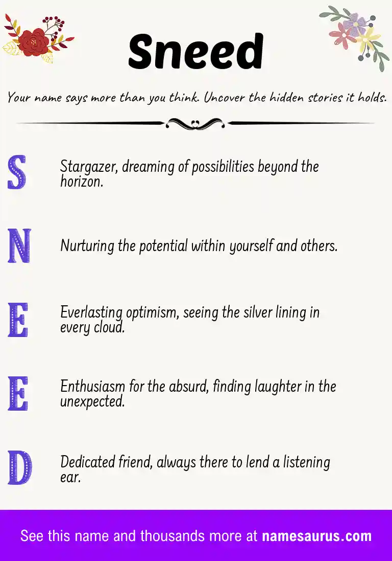 Acrostic poem about Sneed.