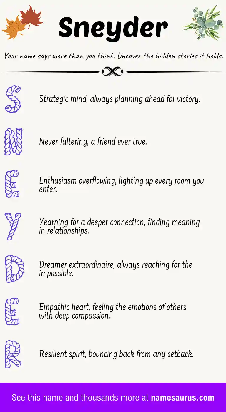 Acrostic poem about Sneyder.