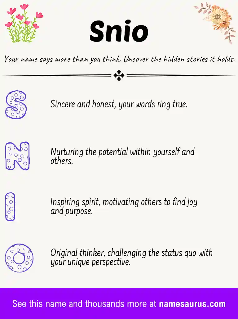 Acrostic poem about Snio.