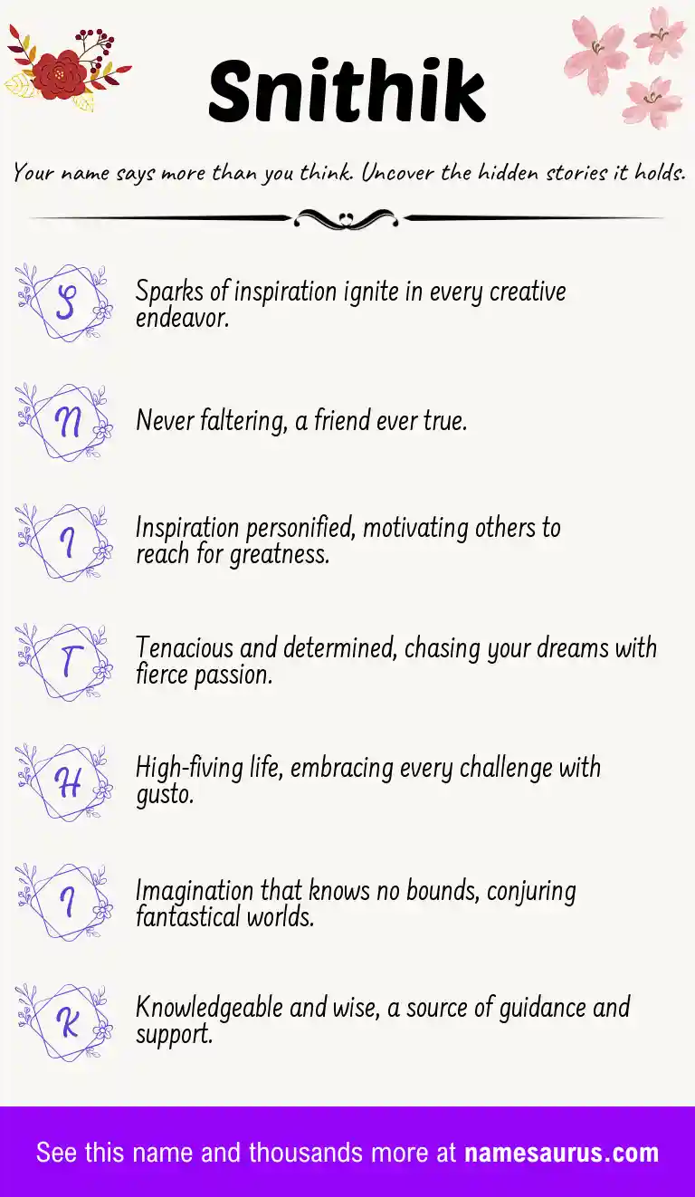 Acrostic poem about Snithik.