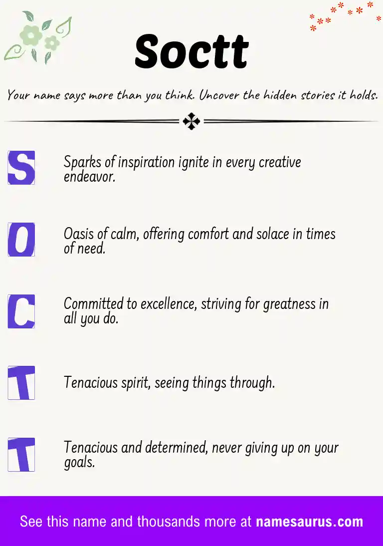 Acrostic poem about Soctt.