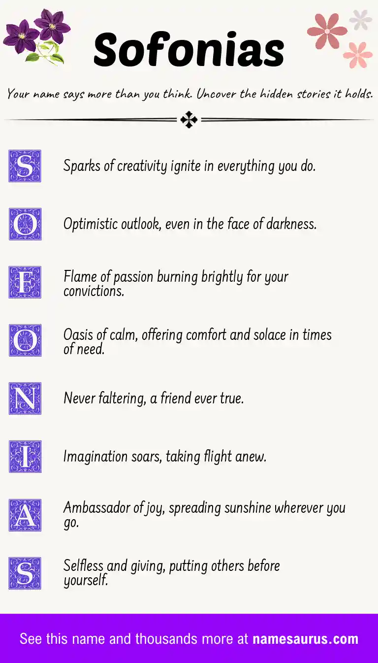Acrostic poem about Sofonias.