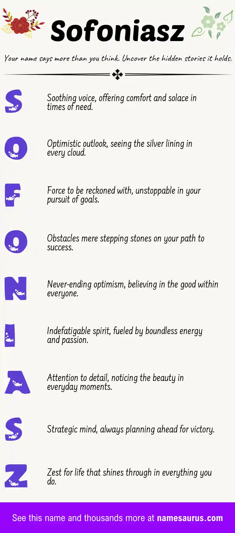 Acrostic poem about Sofoniasz.