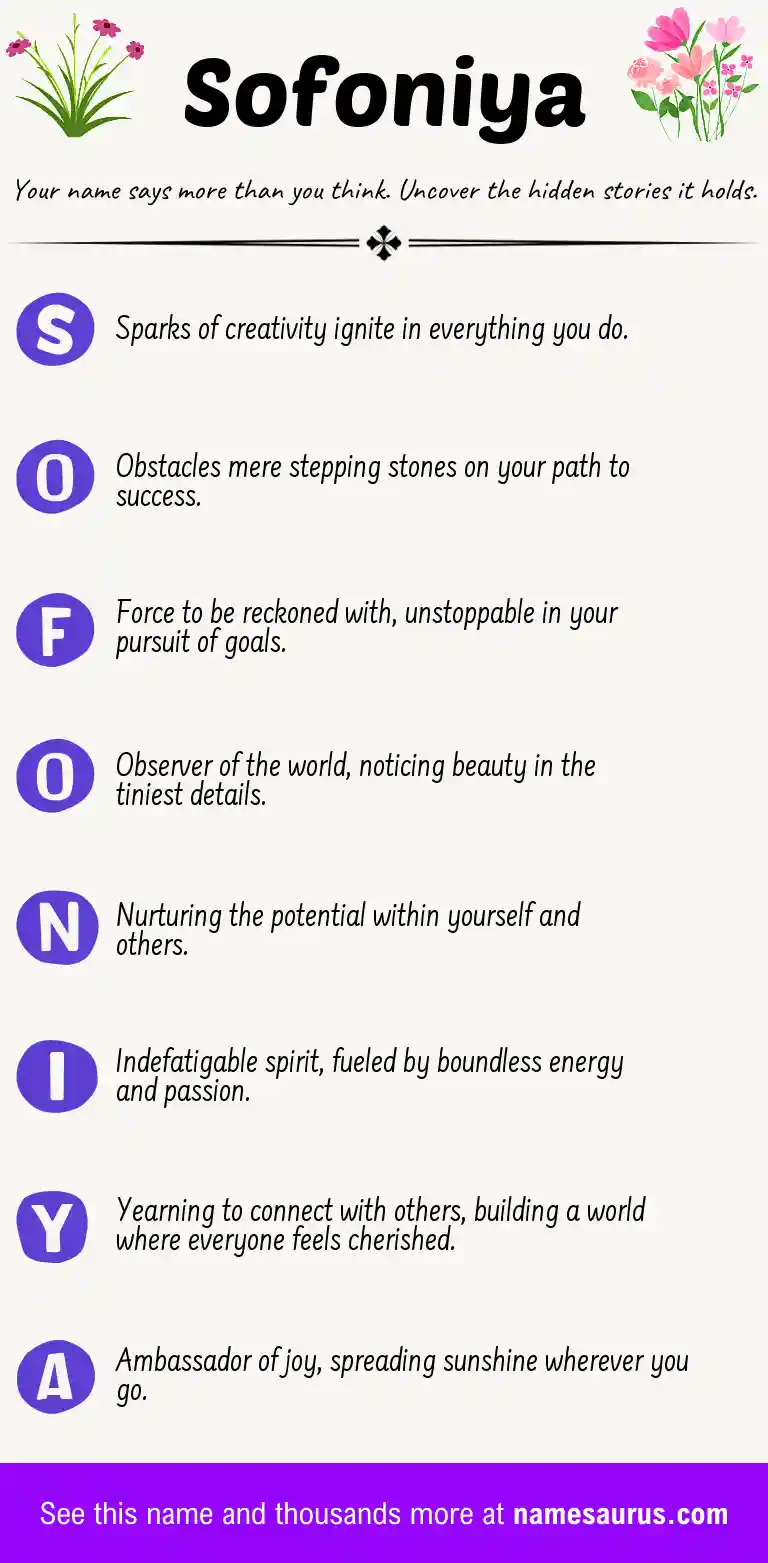 Acrostic poem about Sofoniya.