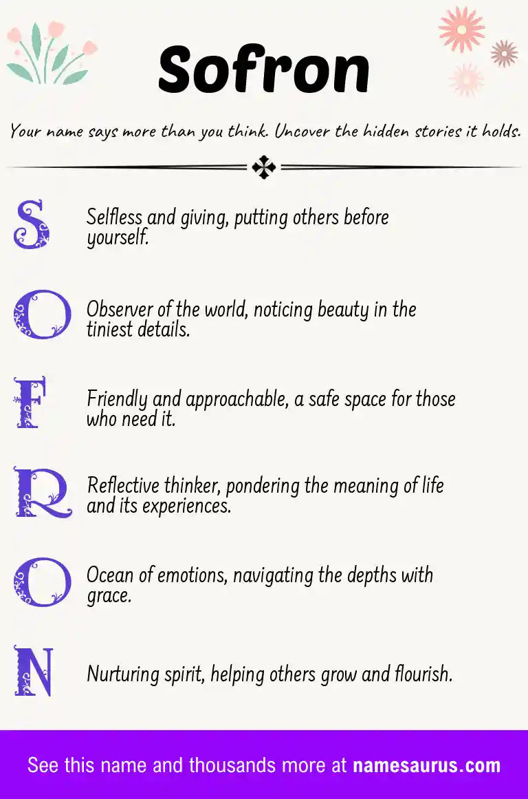 Acrostic poem about Sofron.
