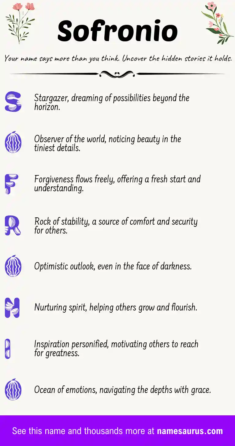 Acrostic poem about Sofronio.