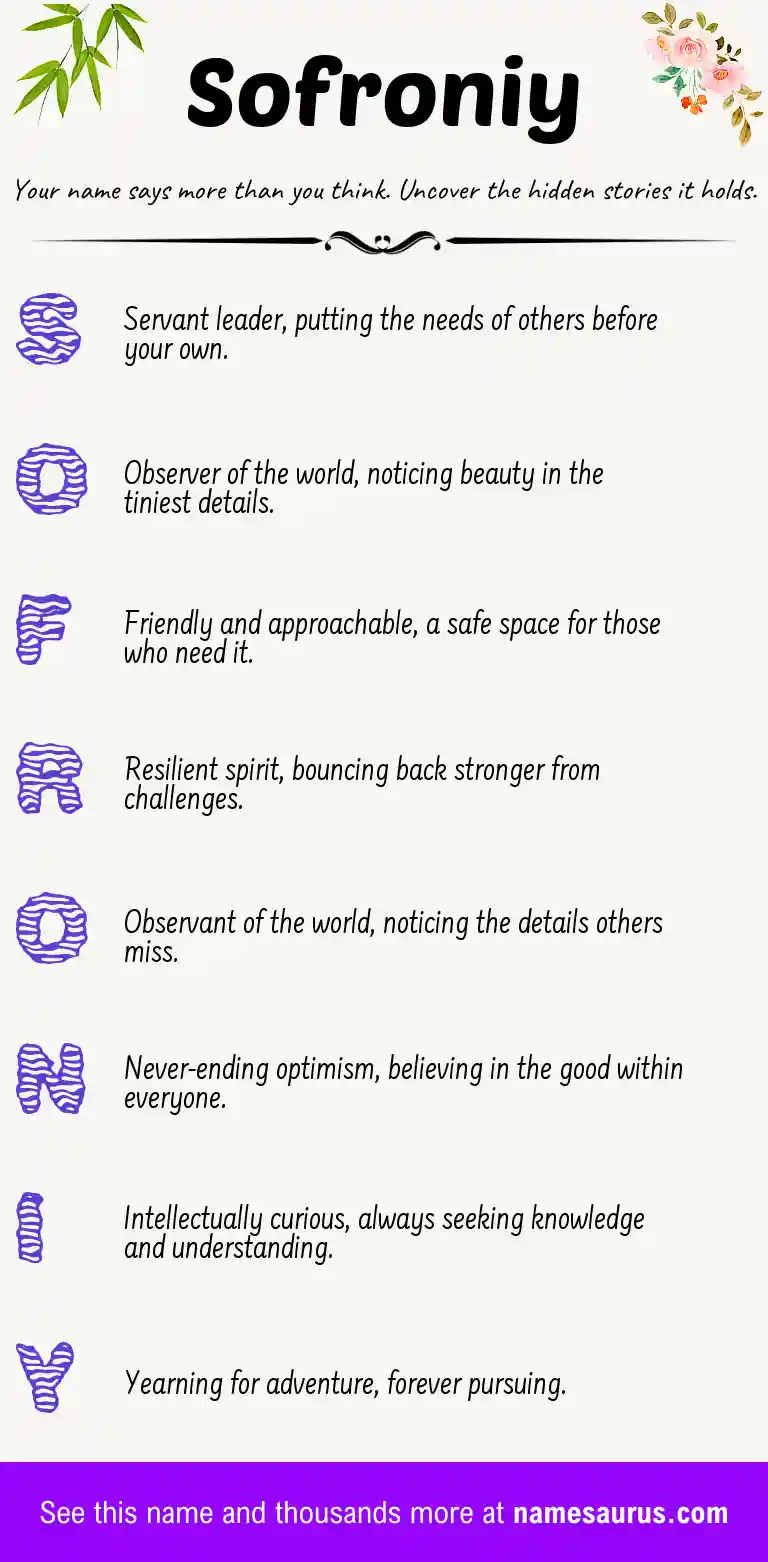 Acrostic poem about Sofroniy.